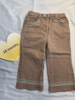 Please  mum - Vintage pull up embroidered toddler pants. Size 18 months